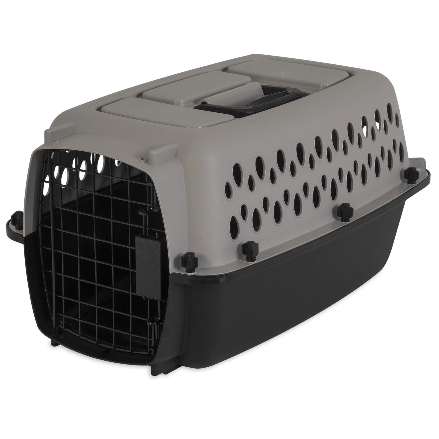 Vibrant Life Extra Small Hard-Sided Pet Kennel - Durable Travel Carrier for Dogs & Cats up to 10 lbs - Black & Grey, 19" L x 12.3" W x 10.8" H