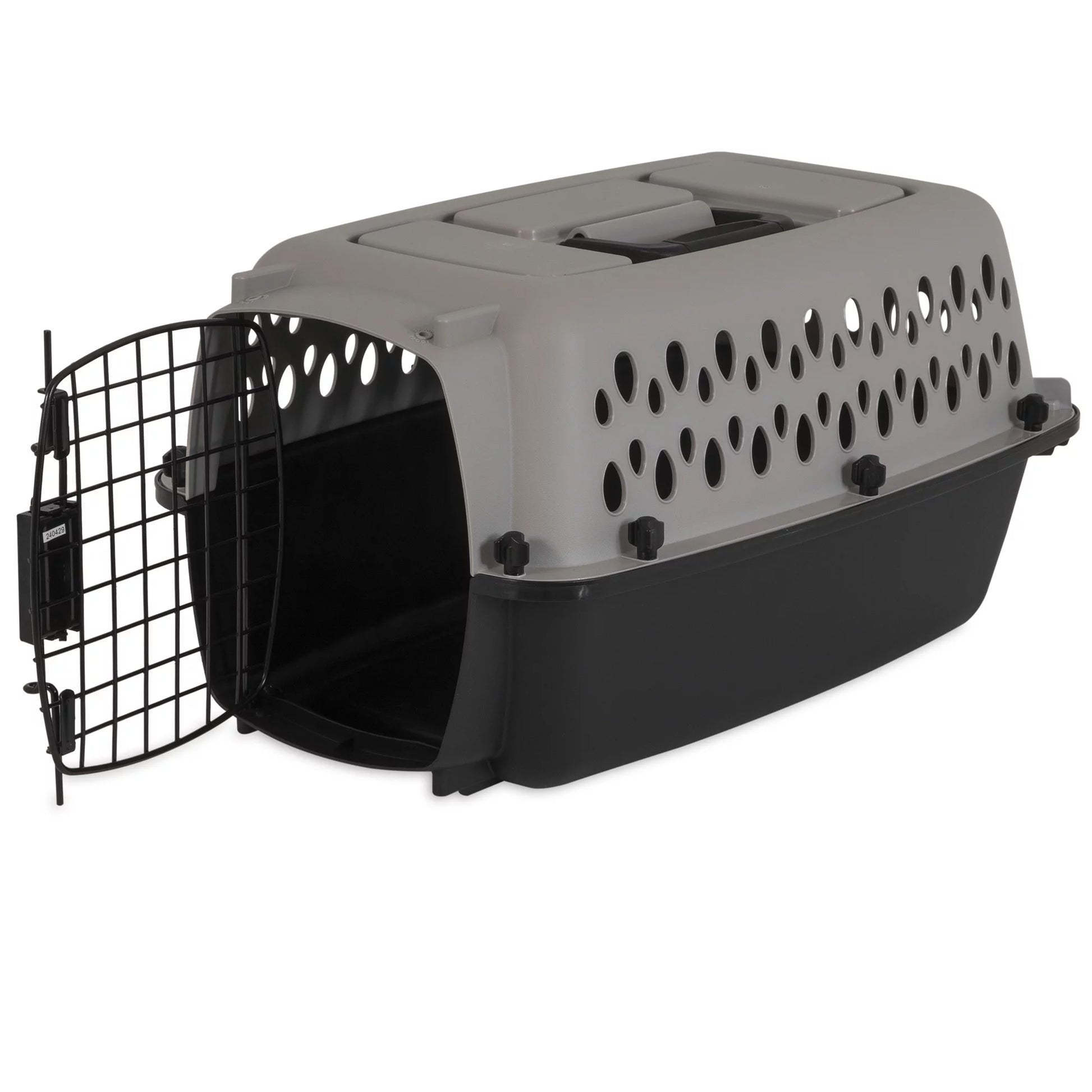 Vibrant Life Extra Small Hard-Sided Pet Kennel - Durable Travel Carrier for Dogs & Cats up to 10 lbs - Black & Grey, 19" L x 12.3" W x 10.8" H